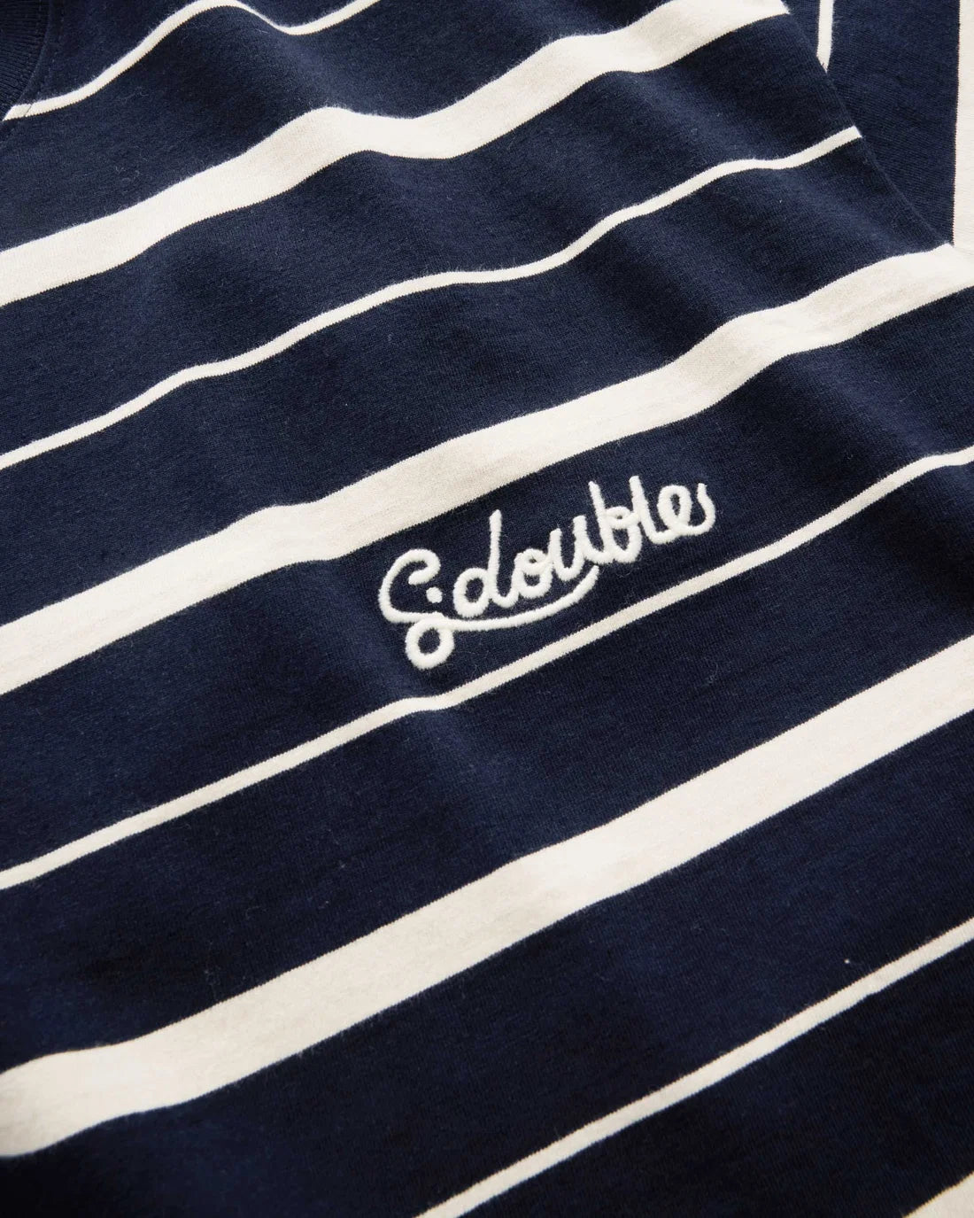 S-Double Cursive Stripe T-Shirt - Navy