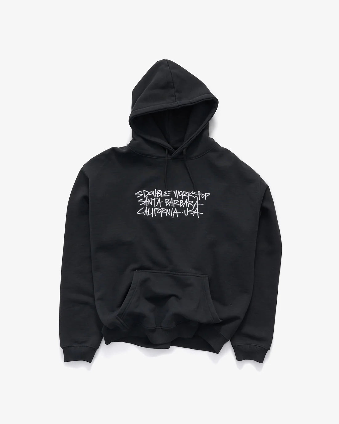 S-Double Address Text Pullover Hoodie - Black