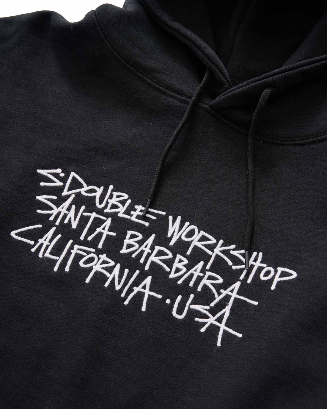 S-Double Address Text Pullover Hoodie - Black