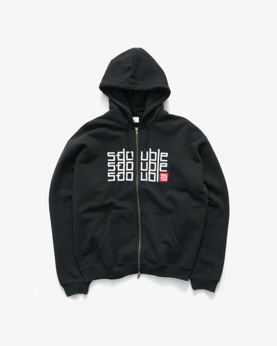 S-Double Triple Block Zip Hoodie - Black