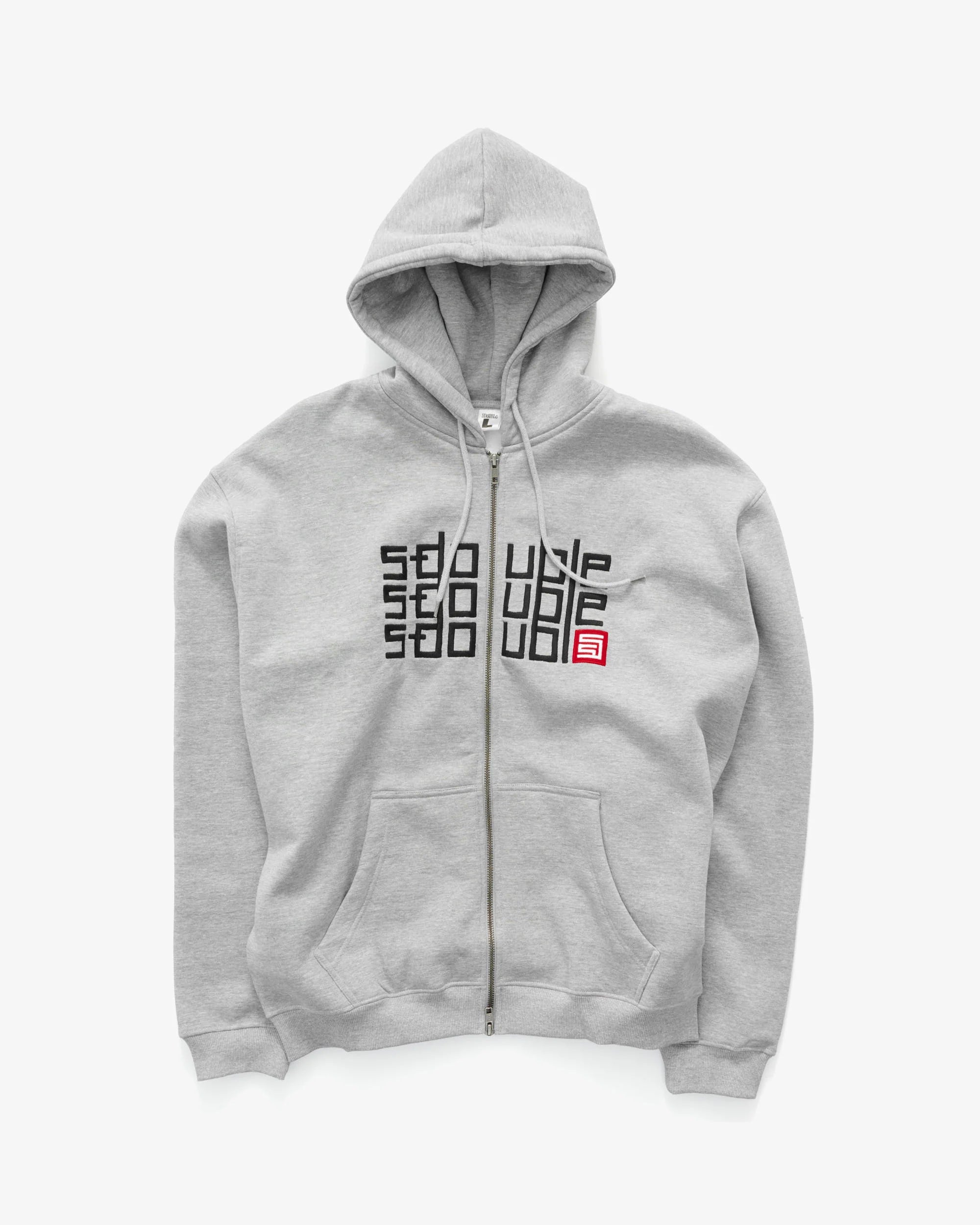 S-Double Triple Block Zip Hoodie - Grey Heather