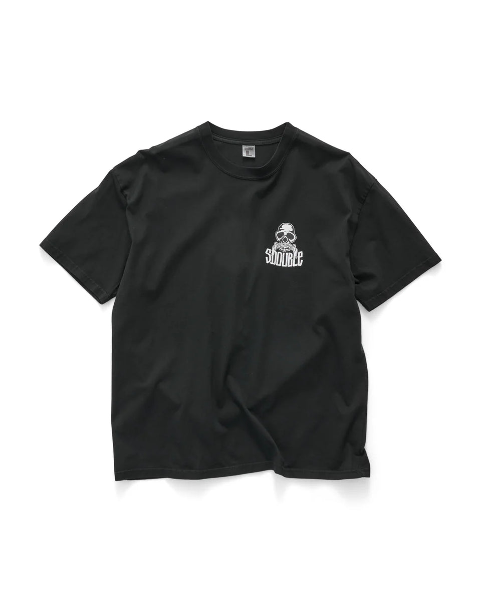 S-Double Skull SS Tee - Black - Stencil