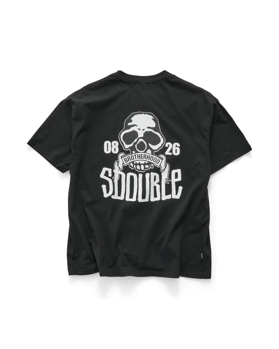 S-Double Skull SS Tee - Black - Stencil