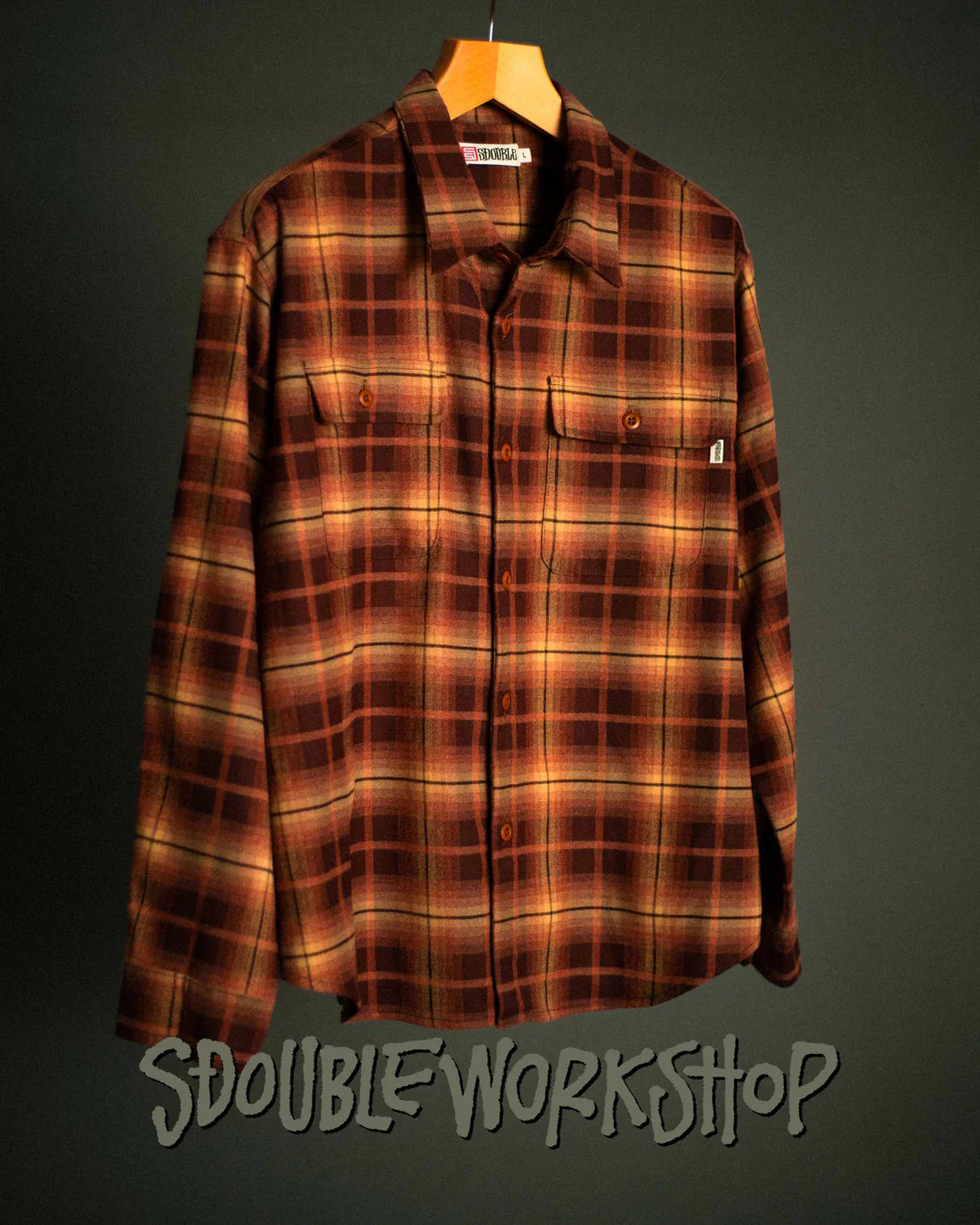 S-Double Pass Flannel Overshirt - Rust - Stencil