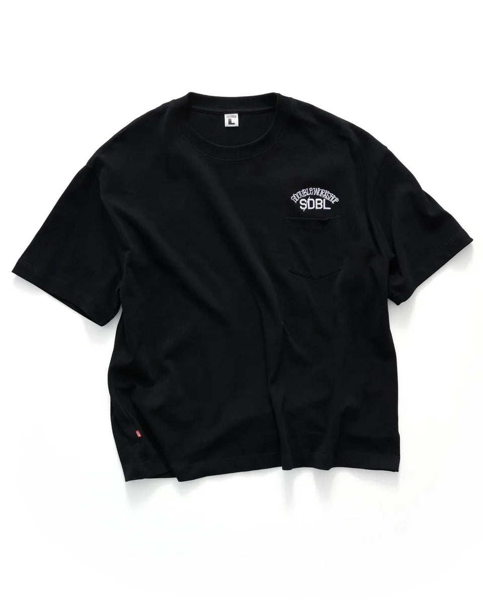 S-Double Team Heavyweight Pocket T-Shirt - Black - Stencil