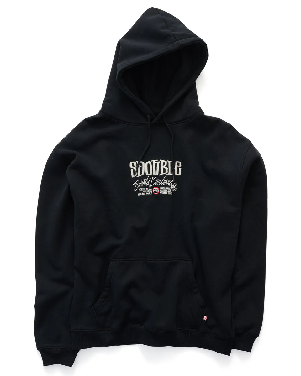 S-Double Trademark Pullover Hoodie - Black - Stencil