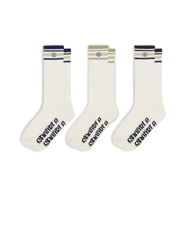 S-Double Stripe S-Dot Sock 3 Pack - Navy/Black/Sage - Stencil