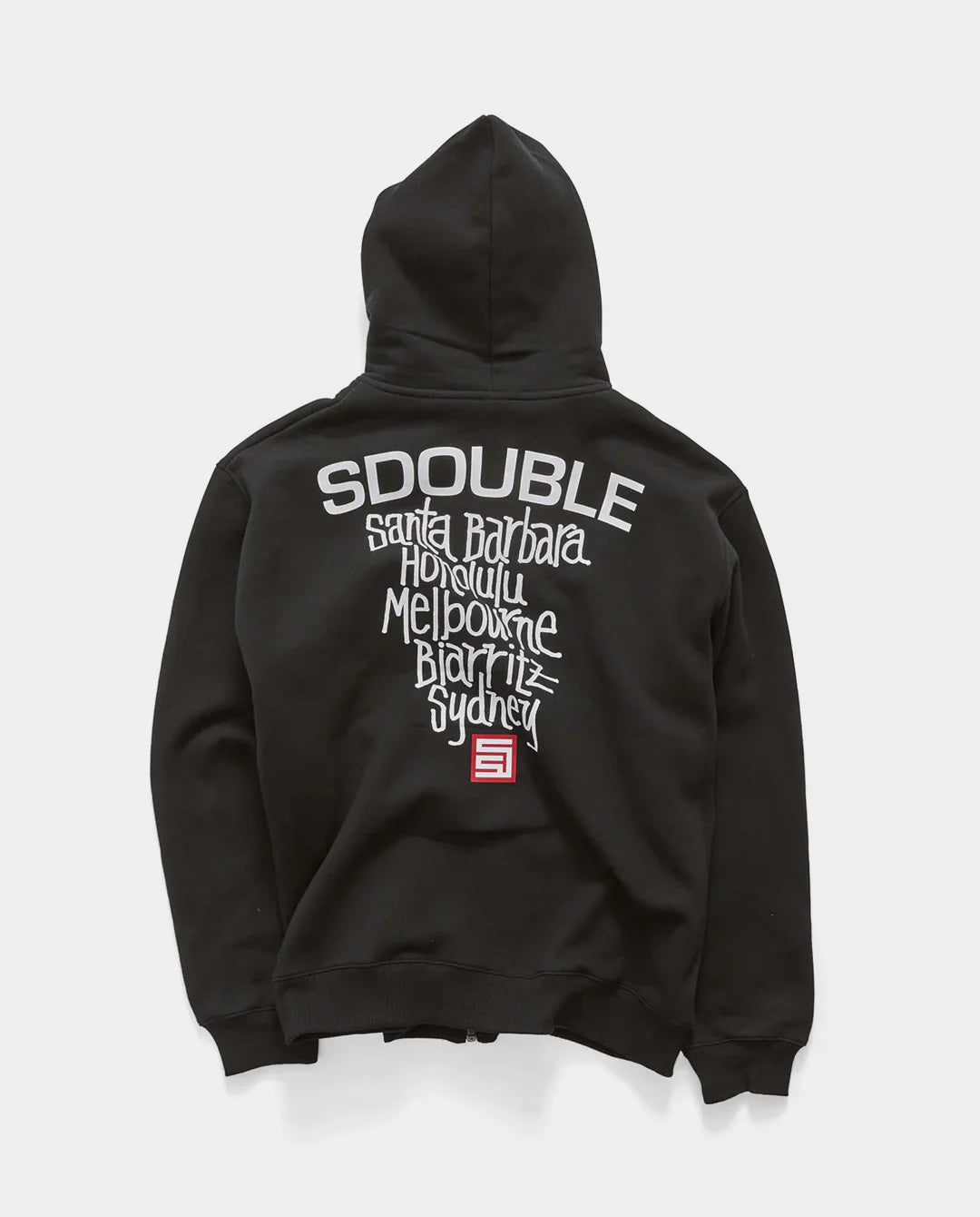 S-Double Cities Zip Thru Hood - Black - Stencil