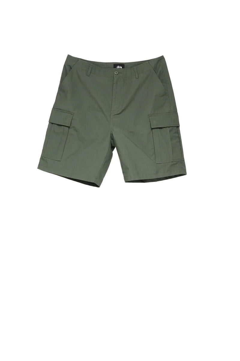 Stussy Surplus Cargo Short Flora Green Ripstop - Stencil