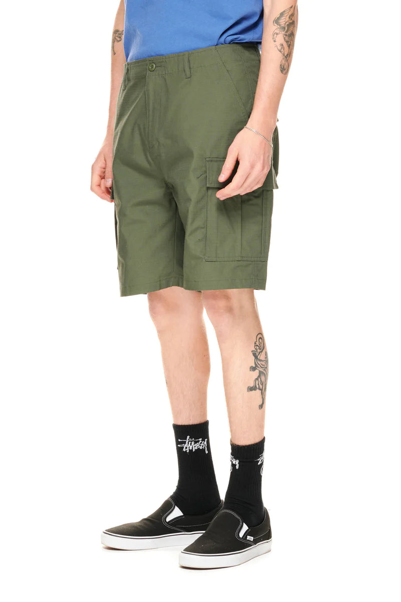 Stussy Surplus Cargo Short Flora Green Ripstop - Stencil