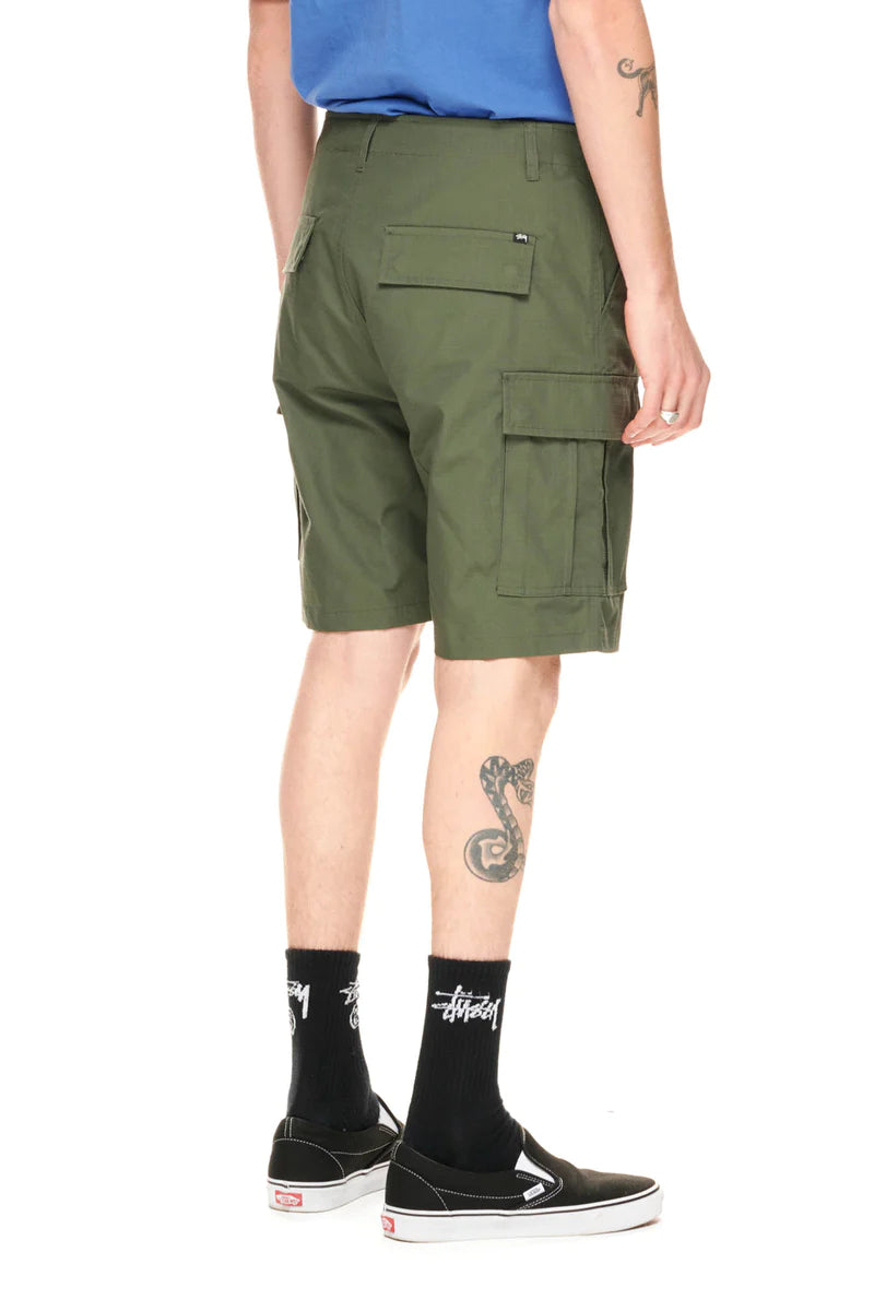 Stussy Surplus Cargo Short Flora Green Ripstop - Stencil