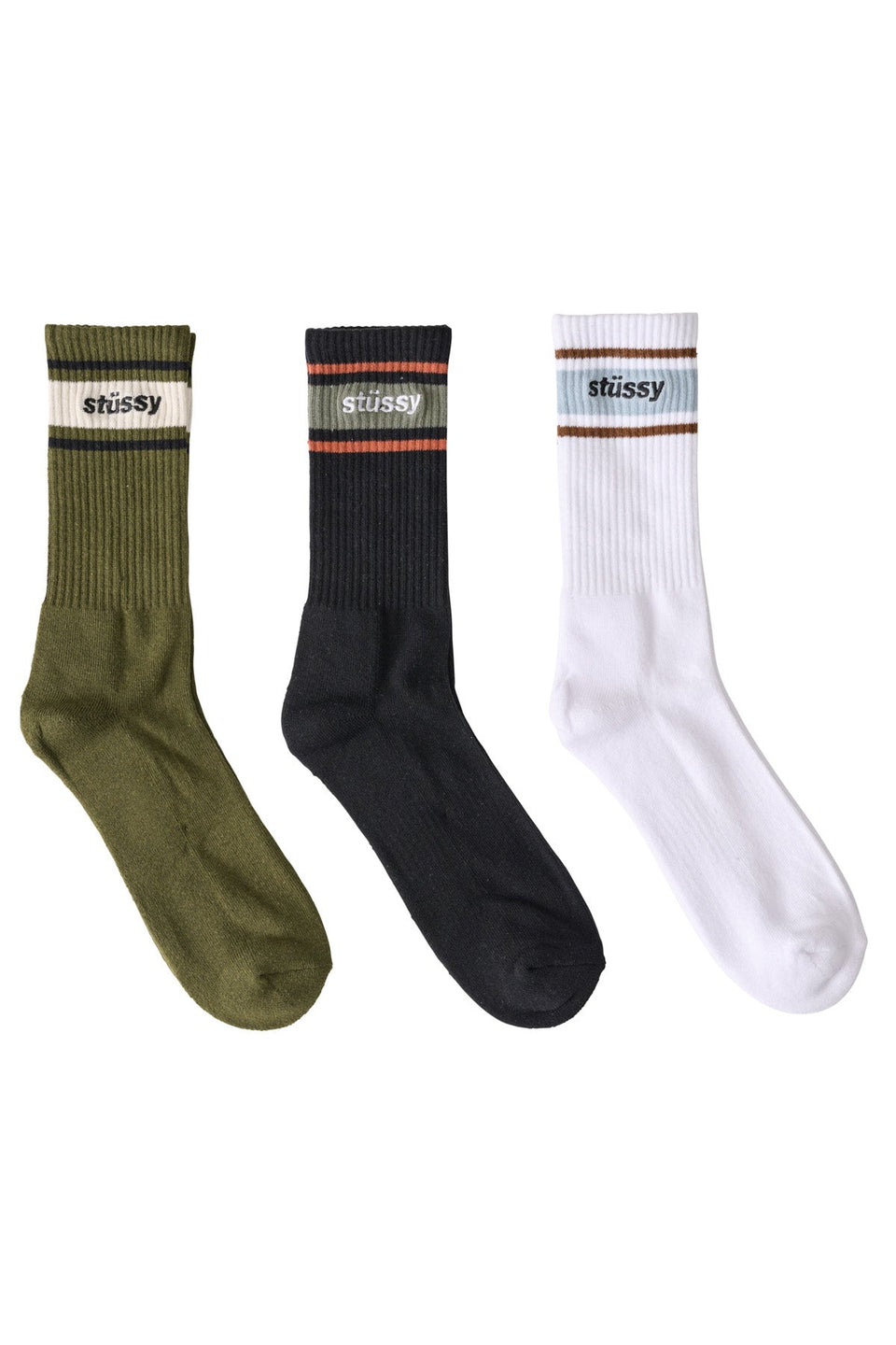 Stussy Men's Italic Stripe Socks 3pk Multi