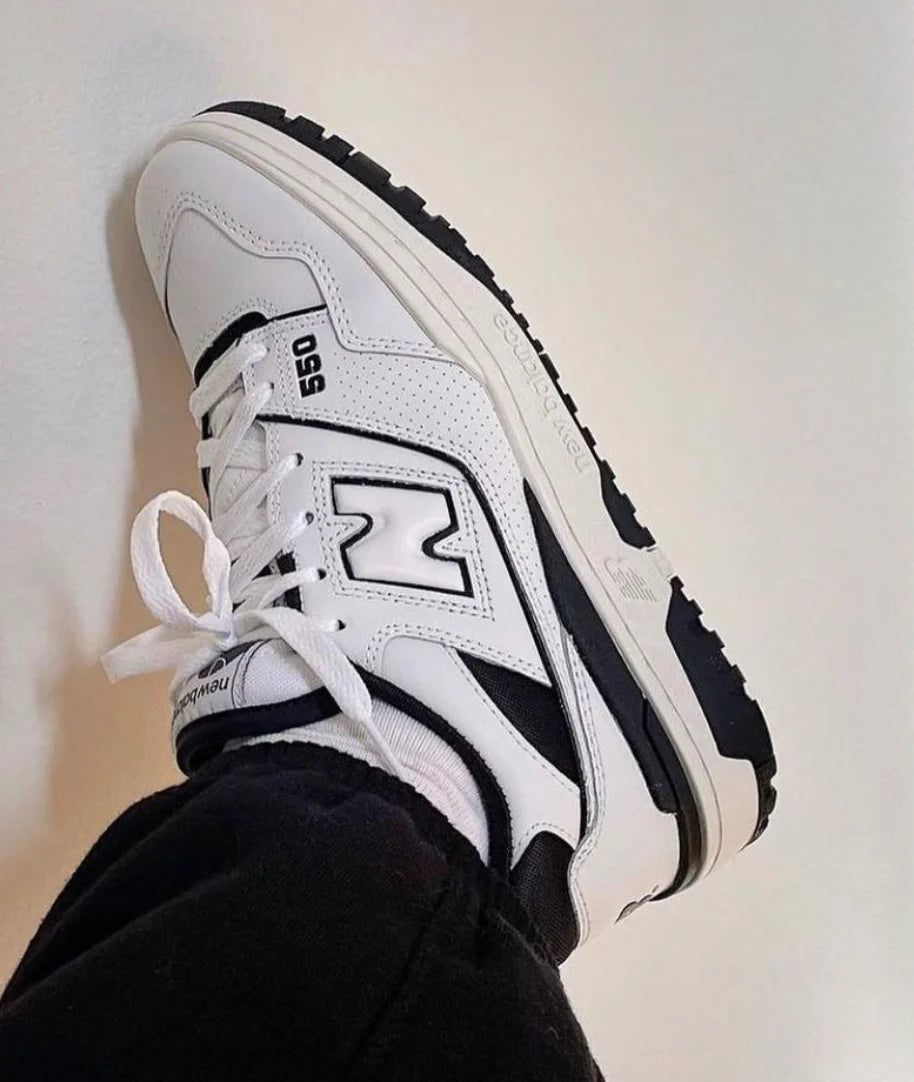 New Balance 550 White with Black - Stencil