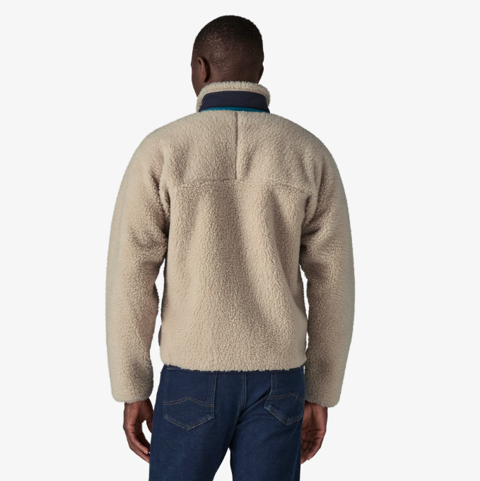 Patagonia Men's Classic Retro-X Jacket - Natural / Smolder Blue - Stencil