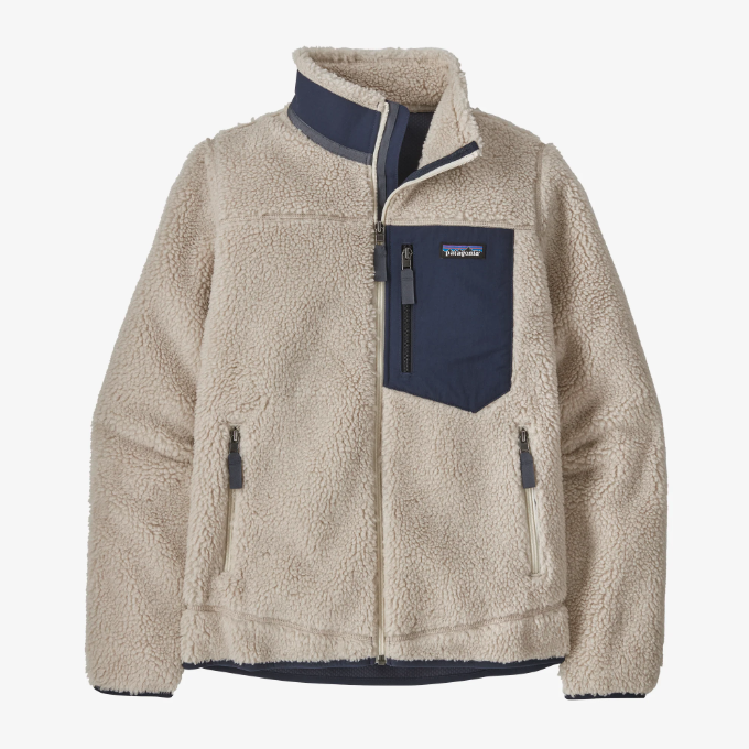 Patagonia Women's Classic Retro-X Jacket - Natural / New Navy - Stencil