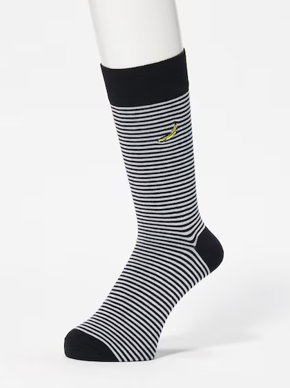 Uniqlo Andy Warhol Banana Sock - Black/Grey Stripe - Stencil