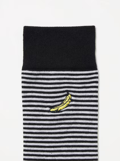 Uniqlo Andy Warhol Banana Sock - Black/Grey Stripe - Stencil