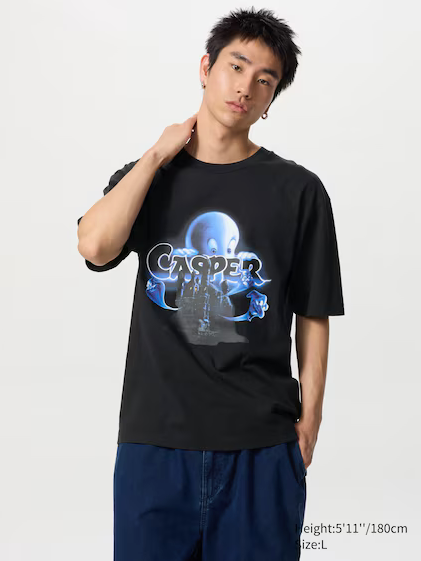 Uniqlo Universal Movies UT Graphic T-Shirt Casper - 09 Black - Stencil
