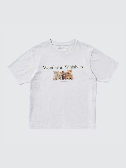 Uniqlo Women's Cat Photographs UT Graphic T-Shirt - 02 Light Grey