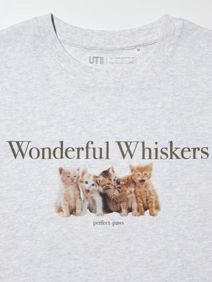 Uniqlo Women's Cat Photographs UT Graphic T-Shirt - 02 Light Grey