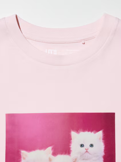 Uniqlo Women's Cat Photographs UT Graphic T-Shirt - 10 Pink