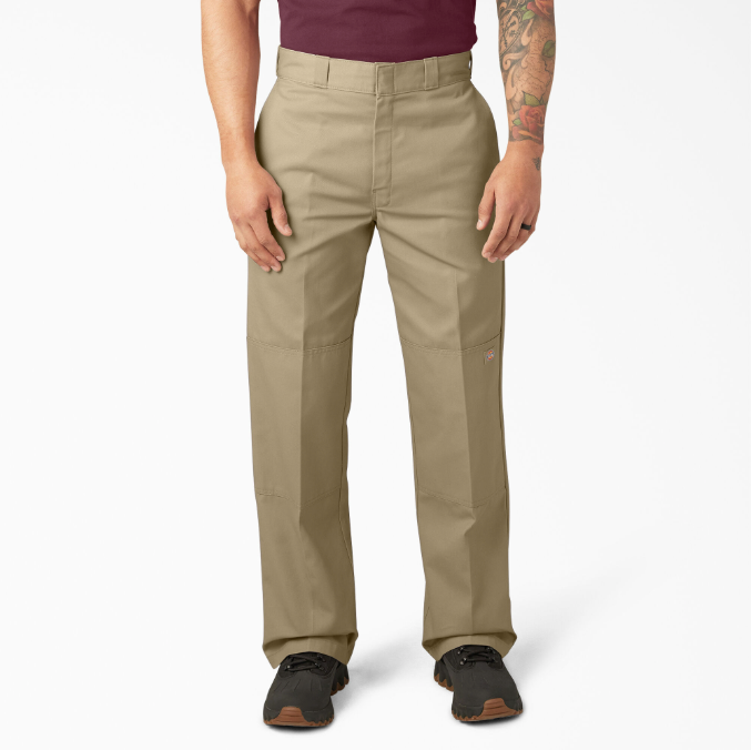 Dickies Double Knee Work Pants Loose Fit - Khaki - Stencil