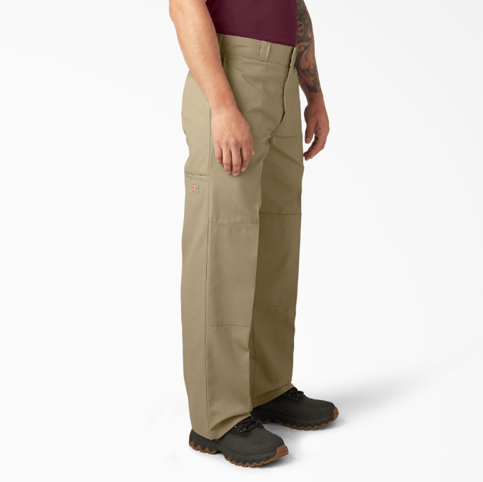 Dickies Double Knee Work Pants Loose Fit - Khaki - Stencil