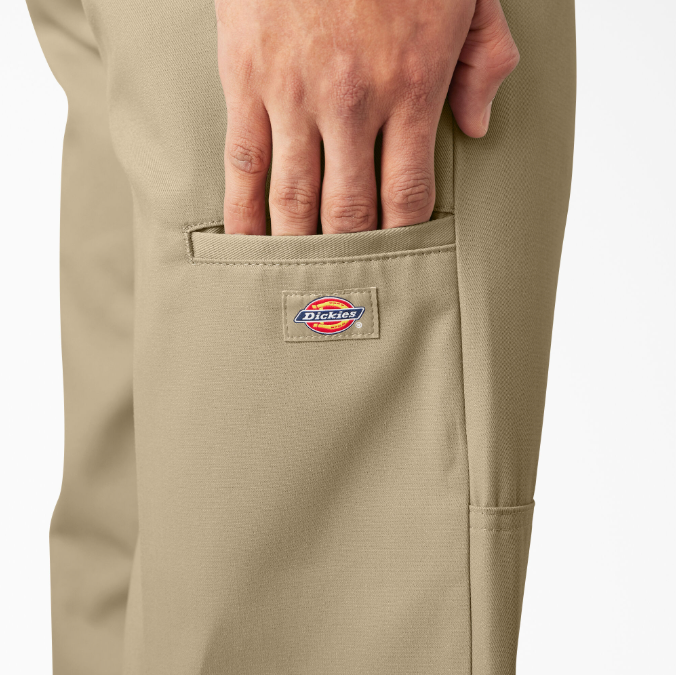 Dickies Double Knee Work Pants Loose Fit - Khaki - Stencil