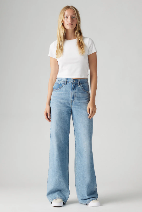Levi's Women's Cinch Baggy Jeans - Invested Indigo Medium Wash - Stencil