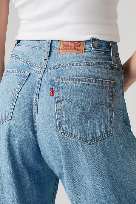 Levi's Women's Cinch Baggy Jeans - Invested Indigo Medium Wash - Stencil