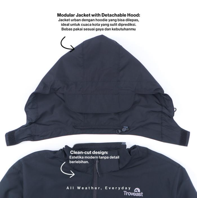 Troveast Urban Outdoor Jacket Breathable Aerishell Series Berlin - Black
