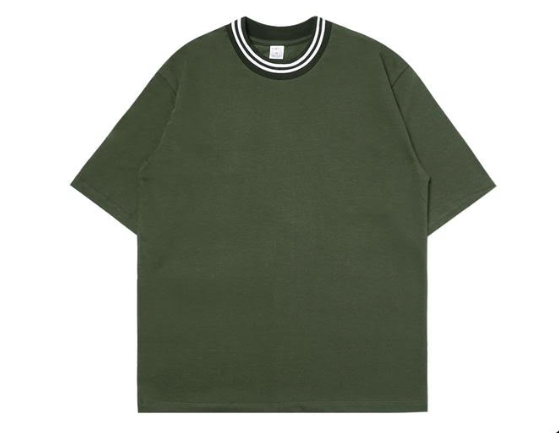 ODS Stripe Neck Tee - Army/White - Stencil