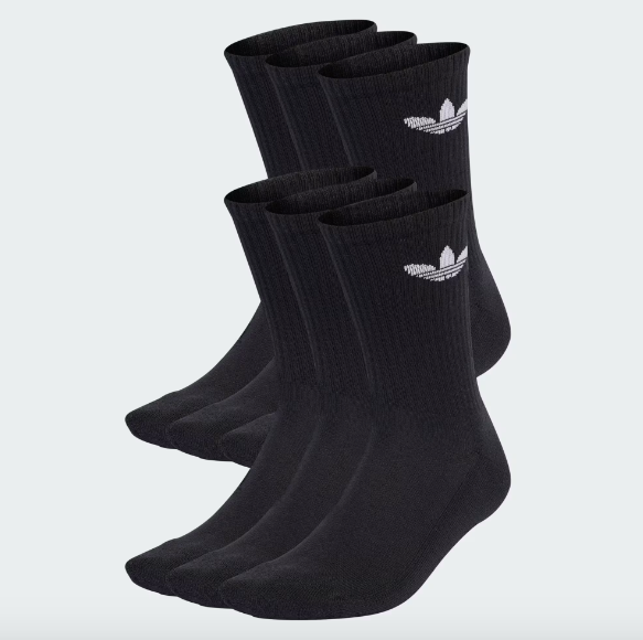 Adidas Trefoil Cushion Crew Socks 6 pairs - Black - Stencil