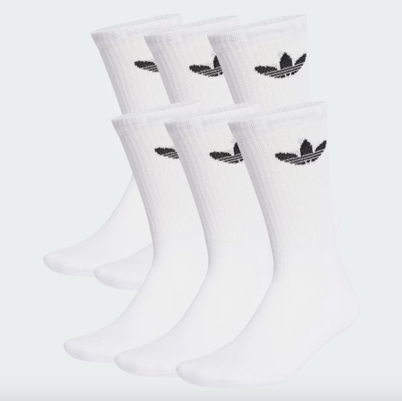 Adidas Trefoil Cushion Crew Socks 6 pairs - White - Stencil