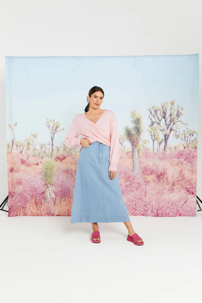 Thing Thing Bettie Skirt - Stone Wash Denim - Stencil