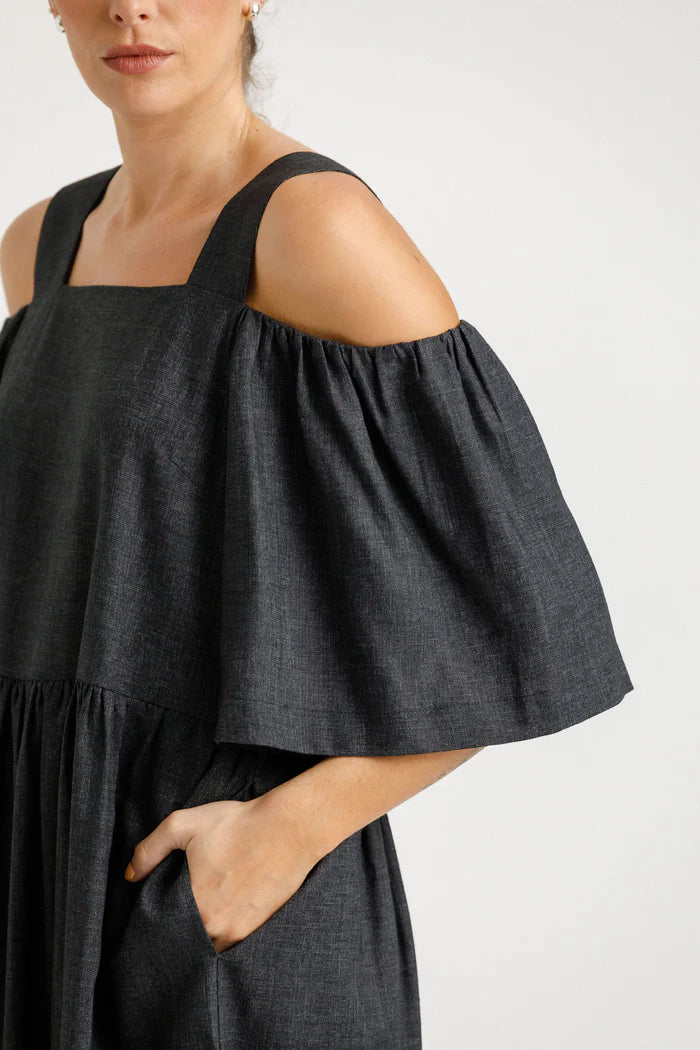 Thing Thing Cut Away Dress - Sooty - Stencil