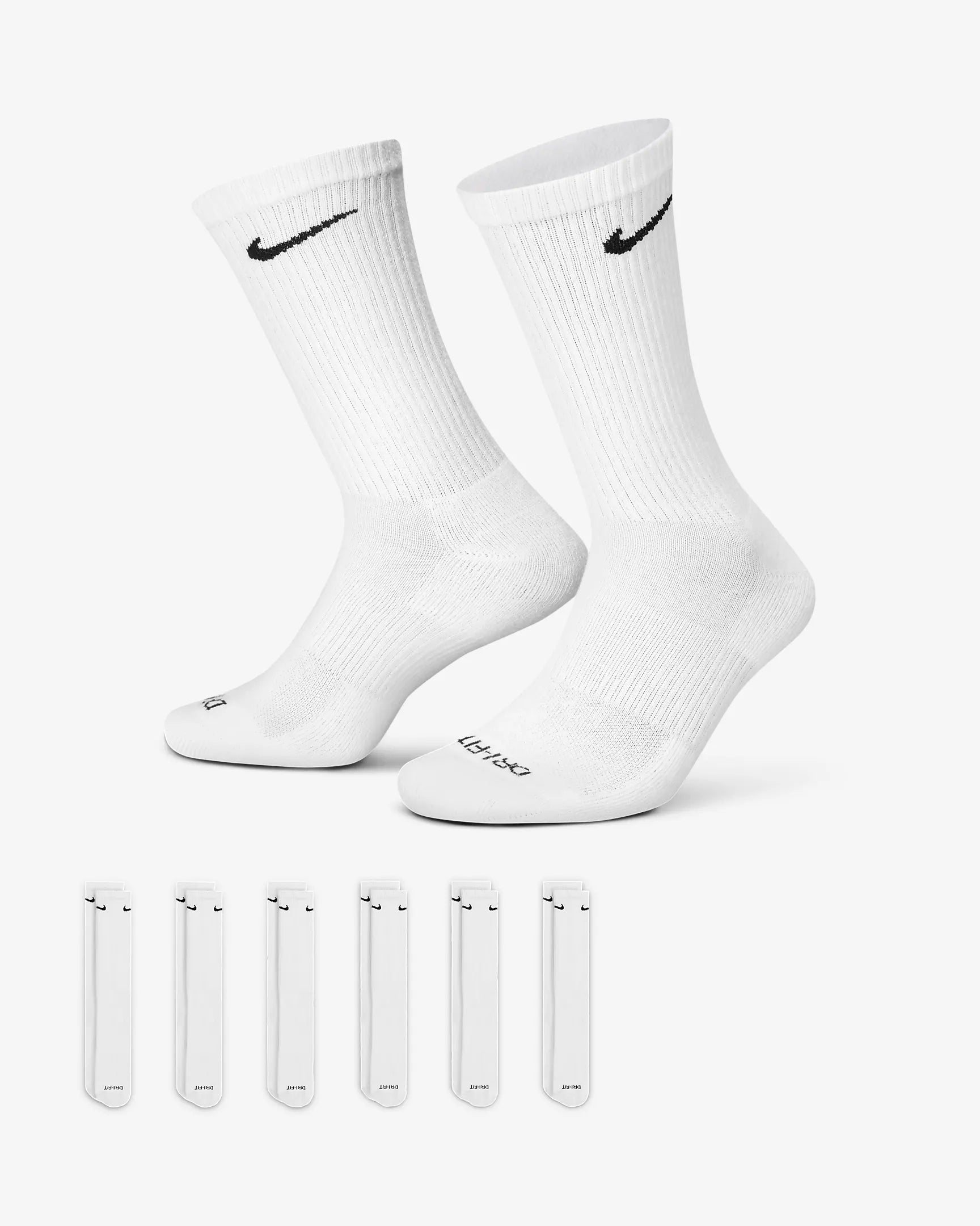 Nike Everyday Plus Cushioned Training Crew Socks (6 Pairs) - White/Black - Stencil