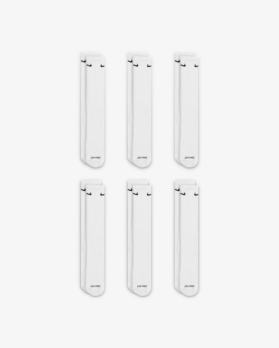 Nike Everyday Plus Cushioned Training Crew Socks (6 Pairs) - White/Black