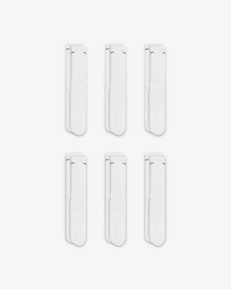 Nike Everyday Plus Cushioned Training Crew Socks (6 Pairs) - White/Black