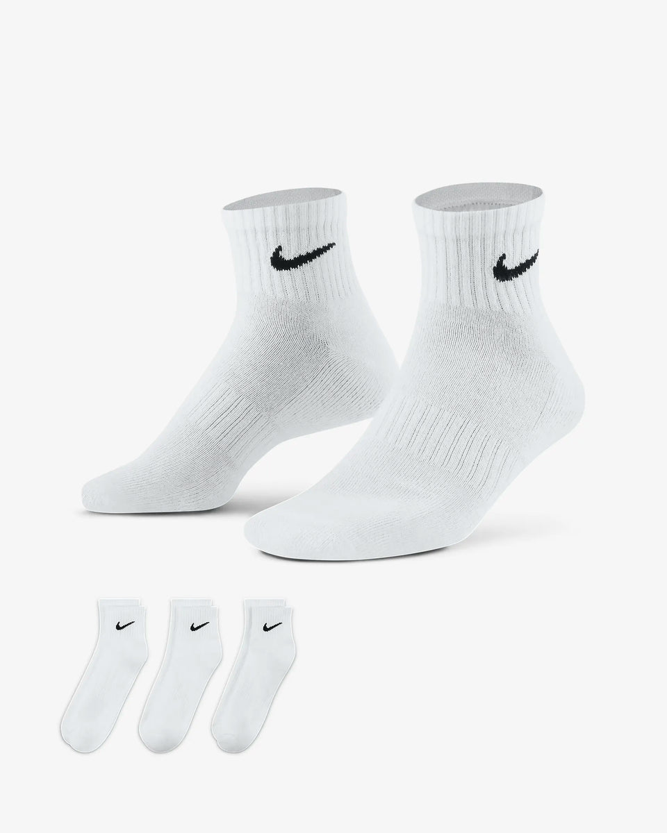 Nike Everyday Cushioned Training Ankle Socks (3 Pairs) - White/Black