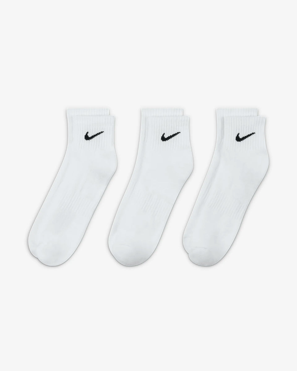 Nike Everyday Cushioned Training Ankle Socks (3 Pairs) - White/Black