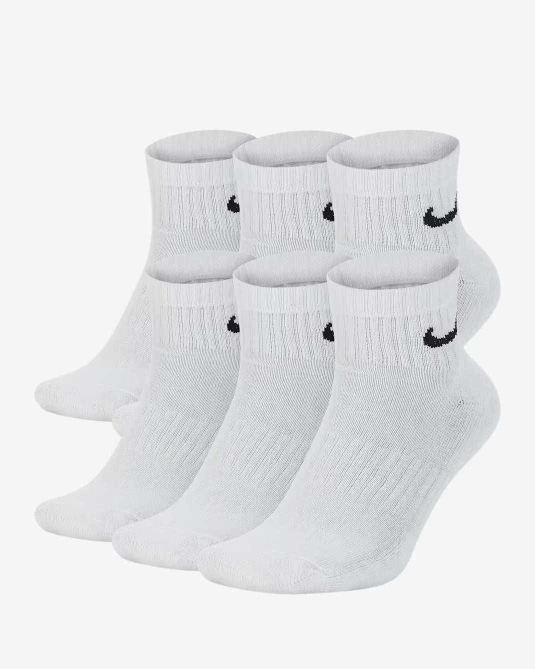 Nike Everyday Cushioned Training Ankle Socks (6 Pairs) - White/Black - Stencil