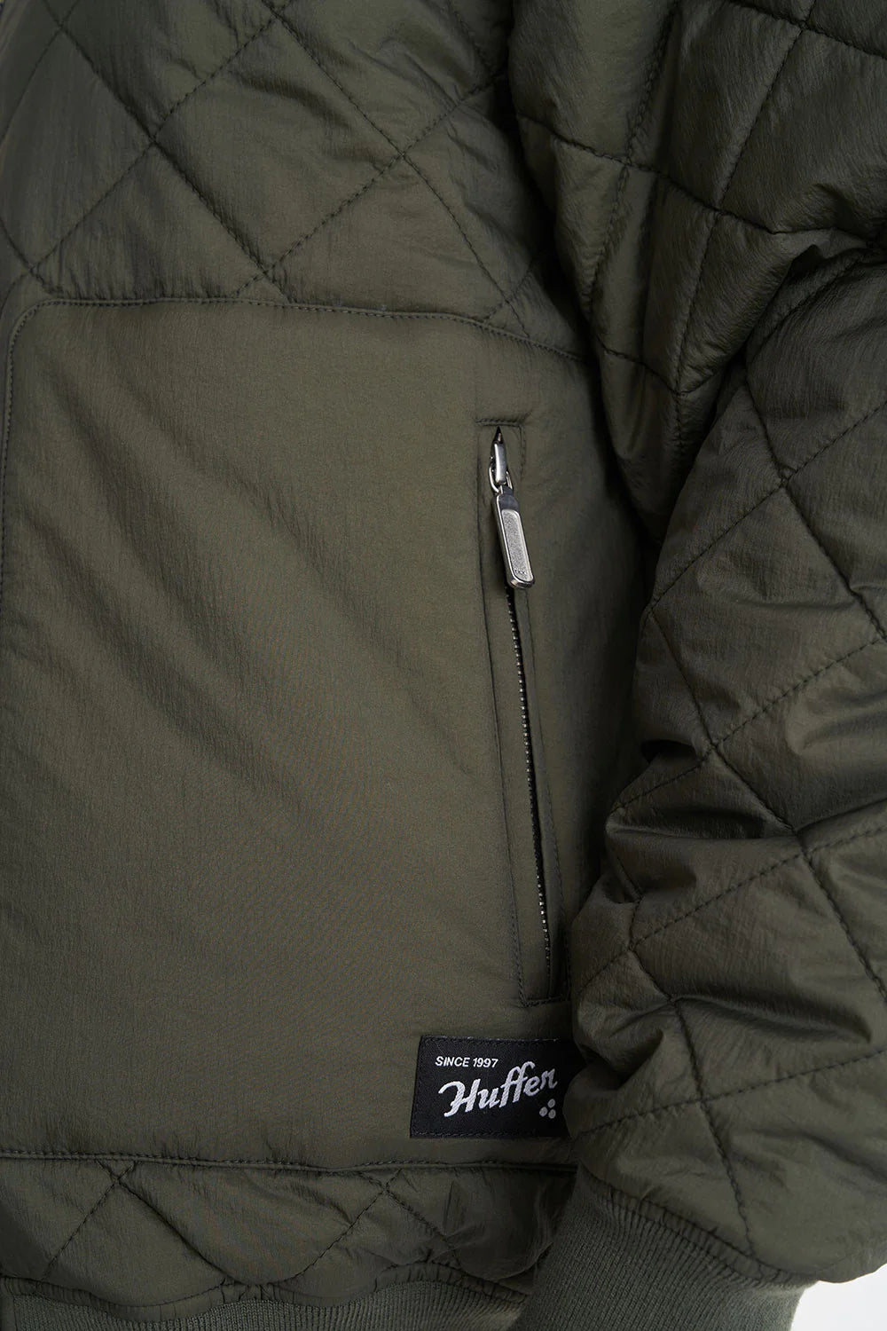 Huffer Quilted Longline Bomber Jacket - Cypress - Stencil