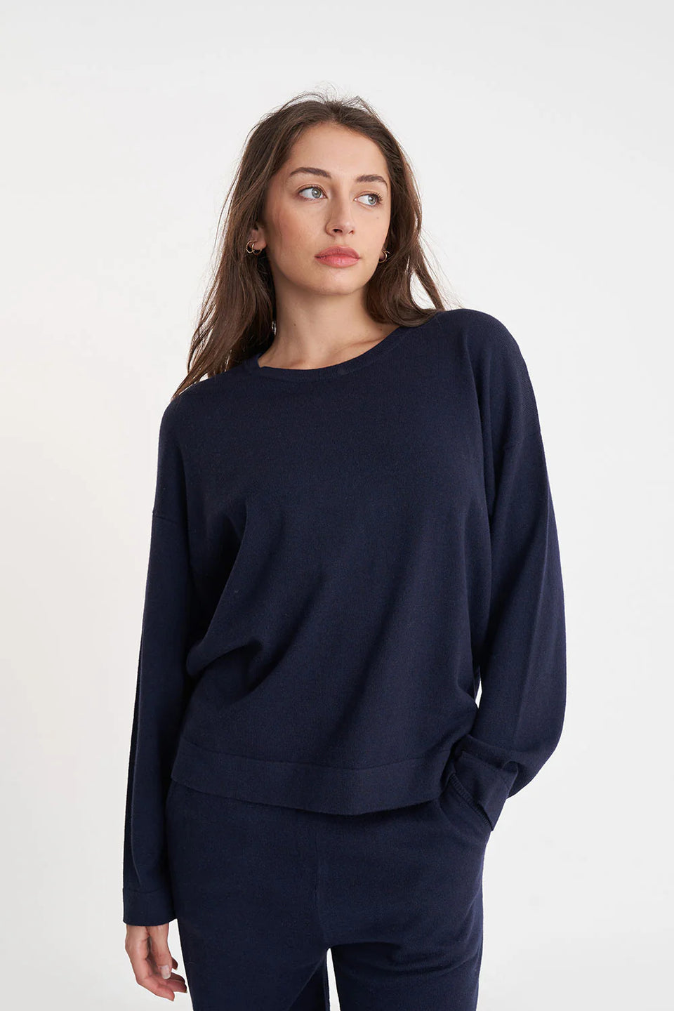 Huffer Merino Neve Crew - Midnight