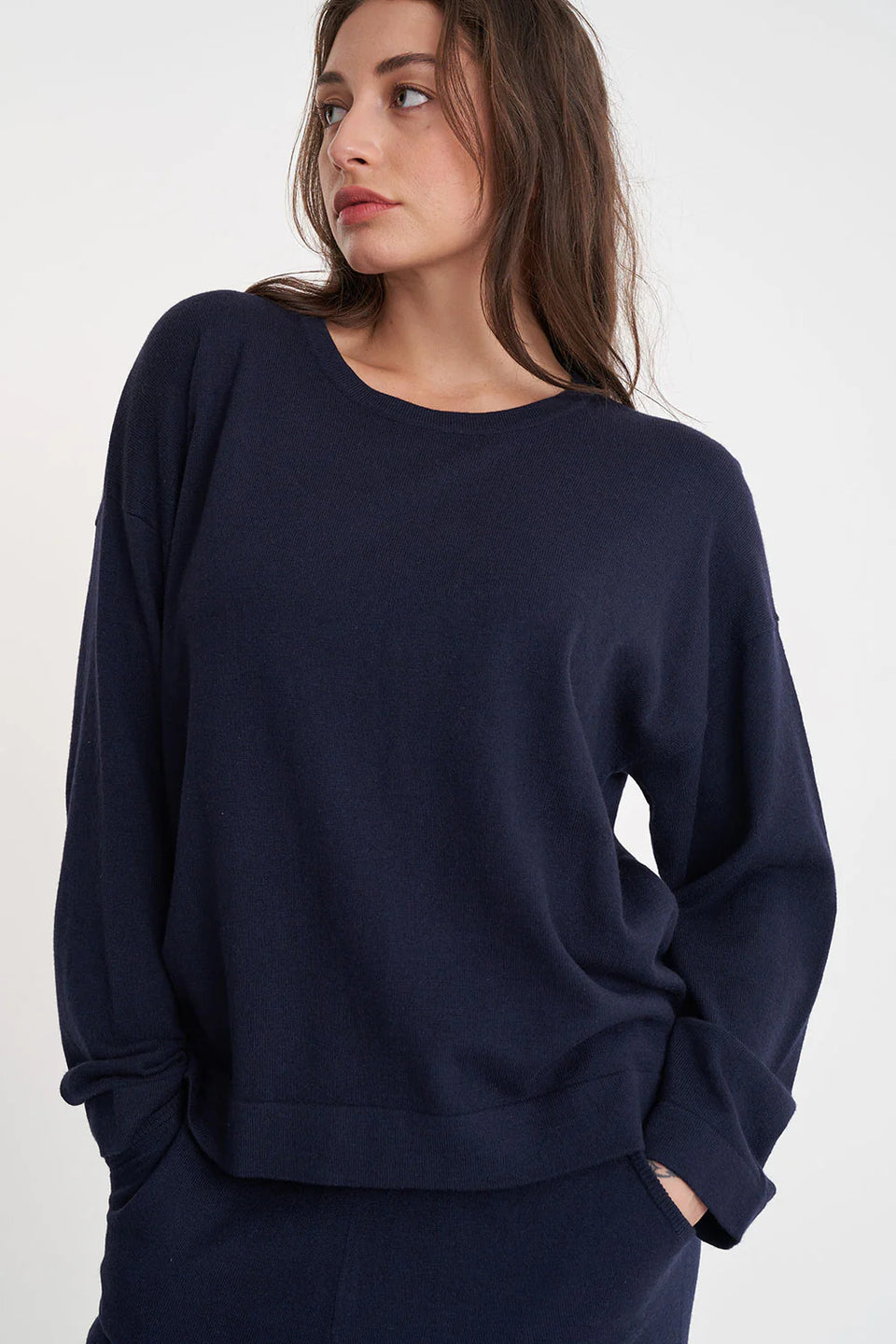 Huffer Merino Neve Crew - Midnight