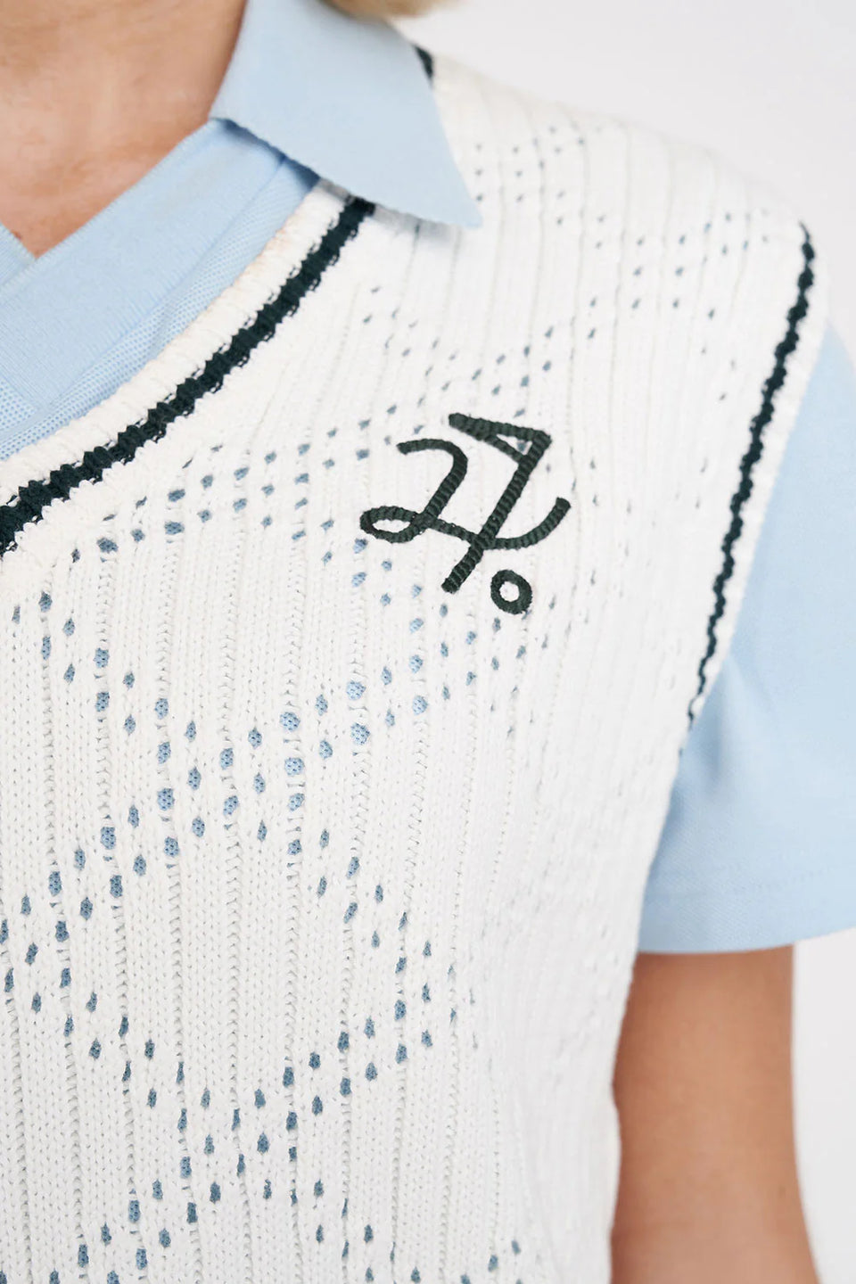 Huffer Diamond Crop Vest - Chalk