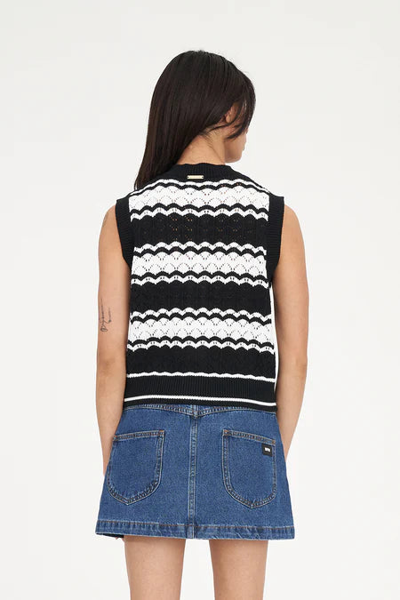 Huffer Ziggy Stripe Vest - Black/White - Stencil