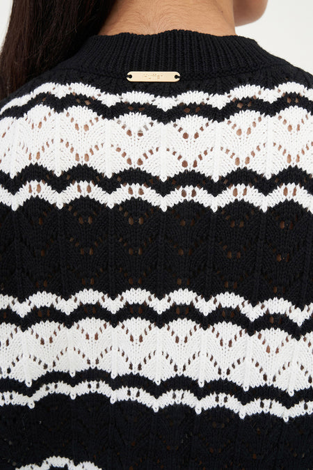Huffer Ziggy Stripe Vest - Black/White - Stencil