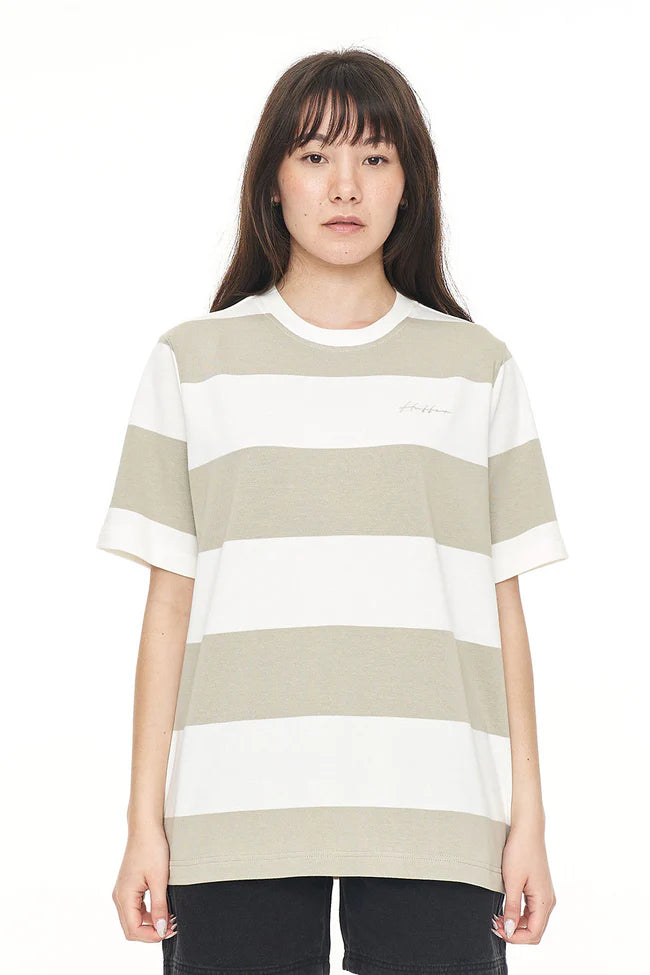 Huffer Stripe Relax Tee - Moonrock/Chalk - Stencil