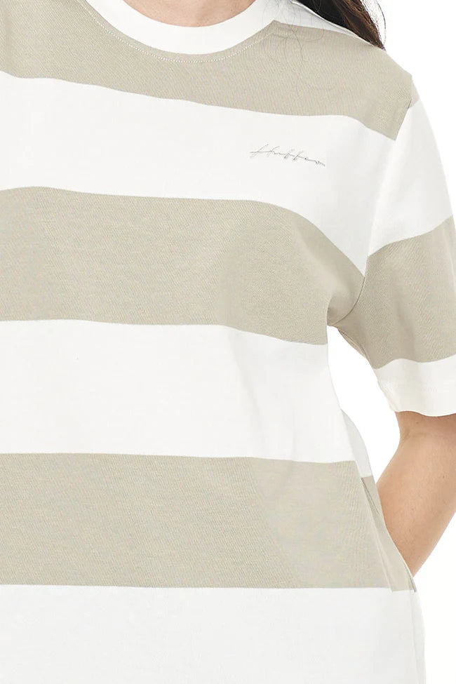 Huffer Stripe Relax Tee - Moonrock/Chalk